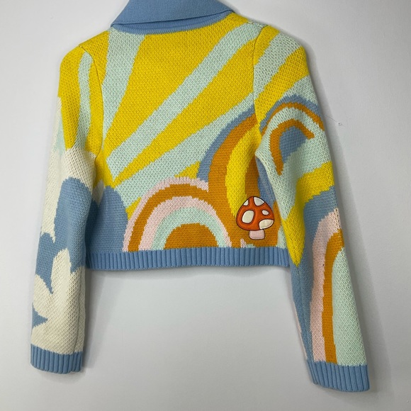 House of Sunny Mushroom Floral Cropped Cardigan Size 8 - Picture 7 of 12